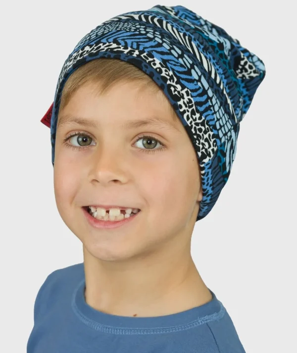 Baggy Hat Mixed Print Blue