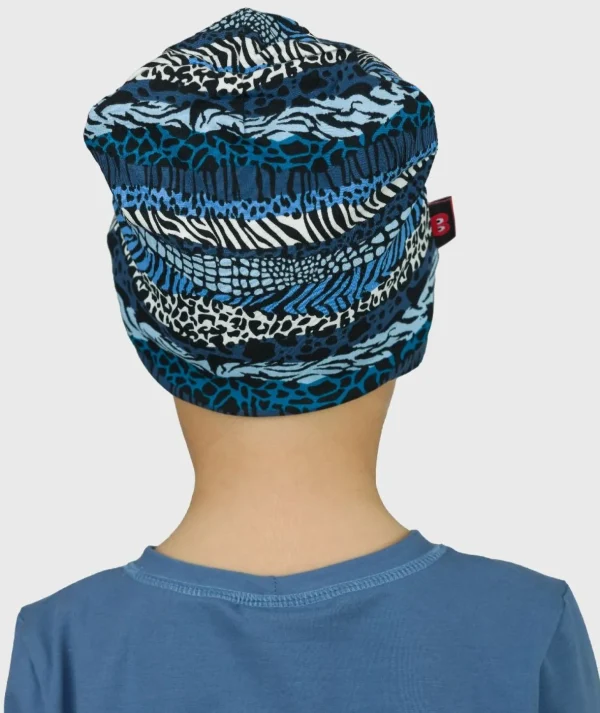 Baggy Hat Mixed Print Blue