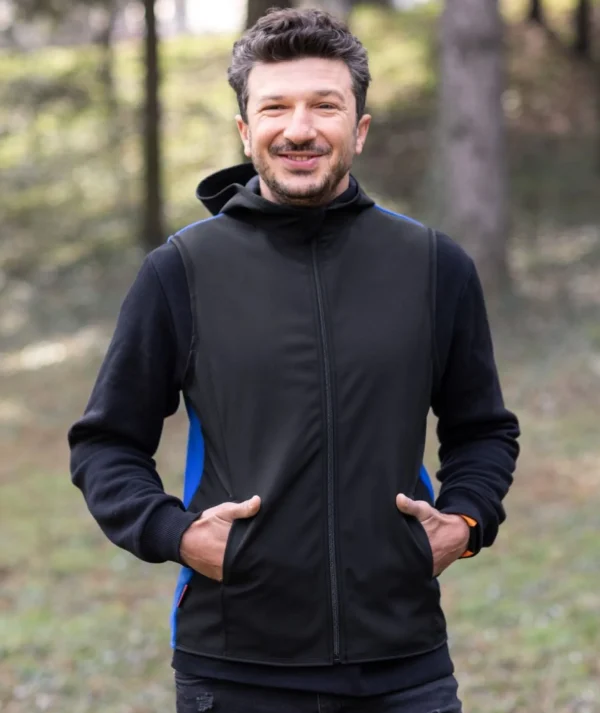 DAD - Softshell And Polar Fleece Hooded Vest Black/Blue