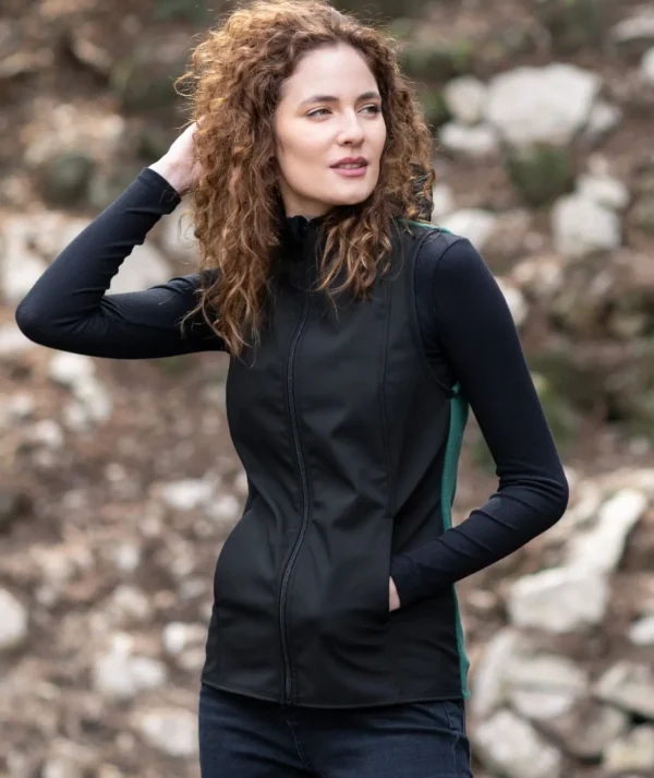 MOM - Softshell And Polar Fleece Hooded Vest Black/Green