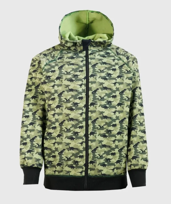 MOM - Softshell Waterproof Hoodie Camouflage Dino Green