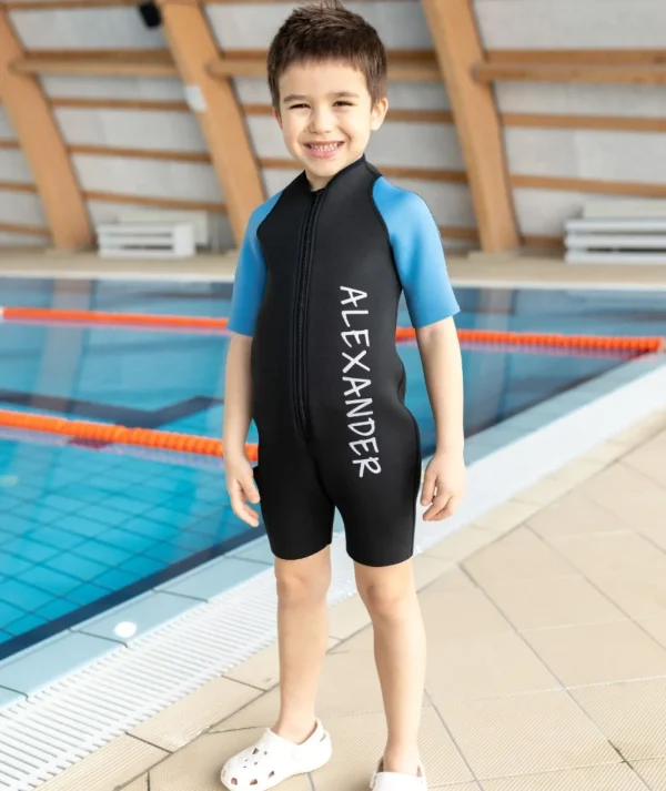 Neoprene Thermal Wetsuit Black/Aqua Blue