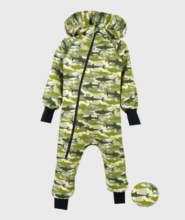 Onepiece French Terry Jumpsuit Camouflage Sharks Khaki