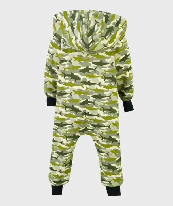 Onepiece French Terry Jumpsuit Camouflage Sharks Khaki