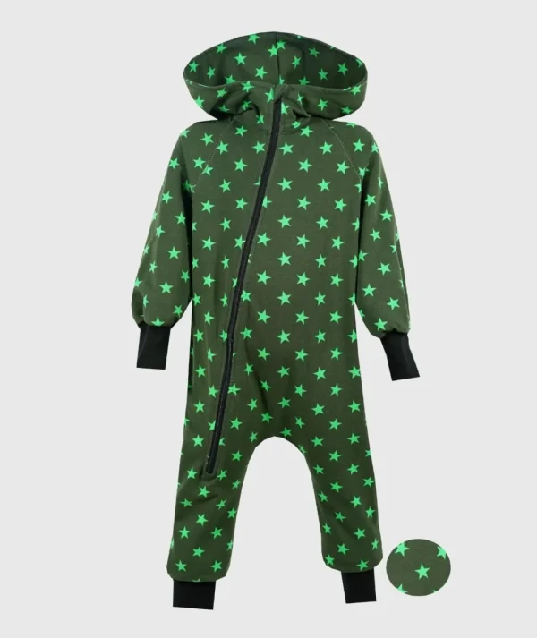 Onepiece French Terry Jumpsuit Stars Green