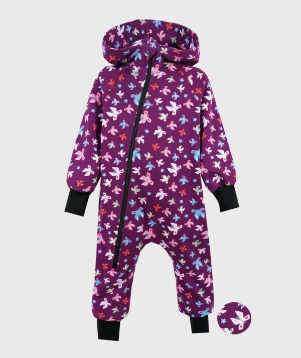 Onepiece French Terry Jumpsuit Butterflies Purple