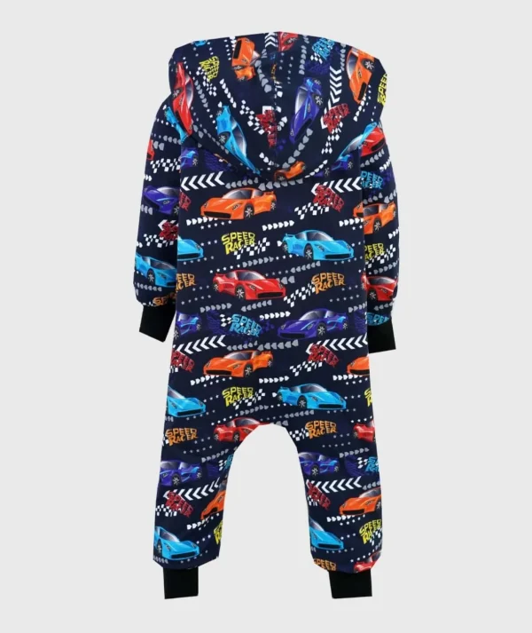 Onepiece French Terry Jumpsuit Speeding Cars