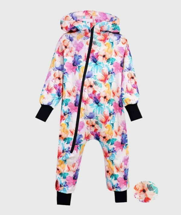 Onepiece Jersey Jumpsuit Painted Flowers