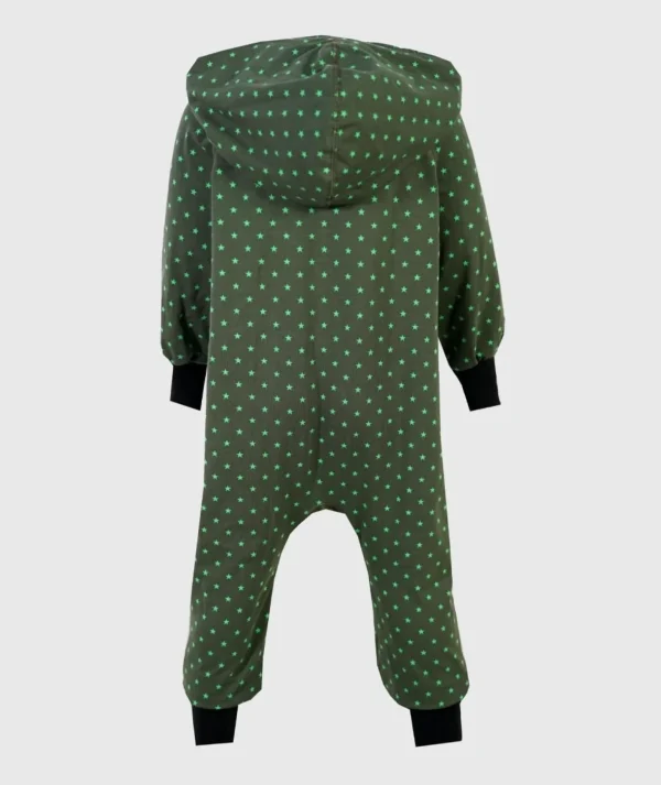 Onepiece Jersey Jumpsuit Small Stars Green