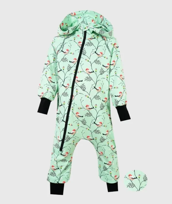 Onepiece Jersey Jumpsuit Little Birds Mint