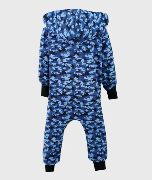 Onepiece Jersey Jumpsuit Camouflage Blue