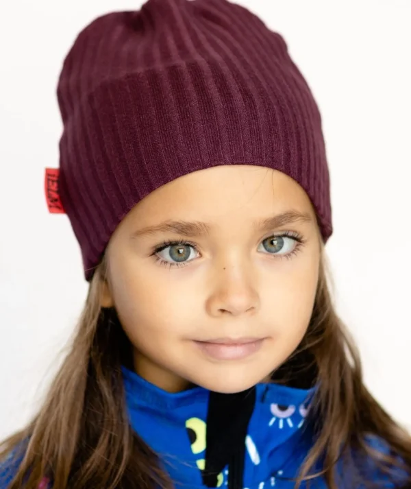 Ribbed-Knit Beanie Burgundy