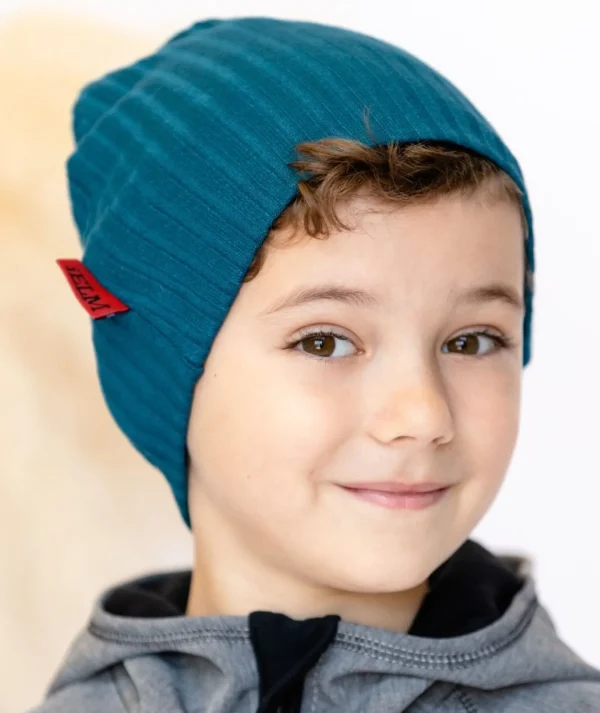 Ribbed-Knit Beanie Cyan