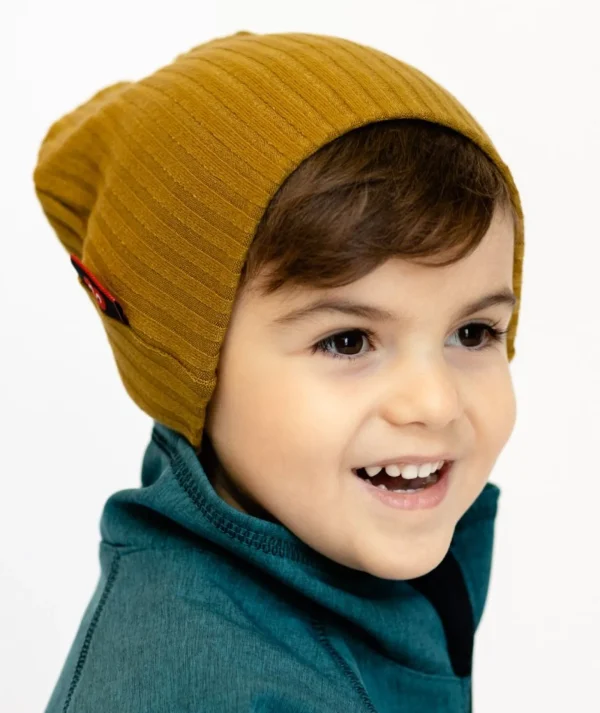 Ribbed-Knit Beanie Ocher Yellow