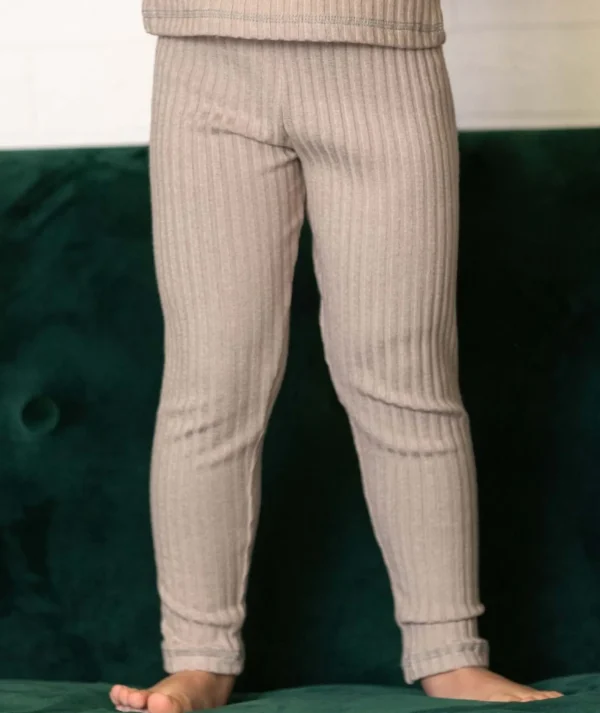 Ribbed-Knit Pants Beige