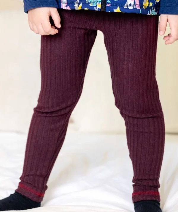 Ribbed-Knit Pants Burgundy