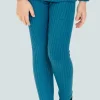 Ribbed-Knit Pants Cyan