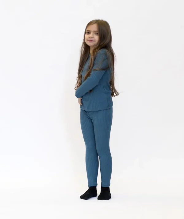 Ribbed-Knit Pants Cyan