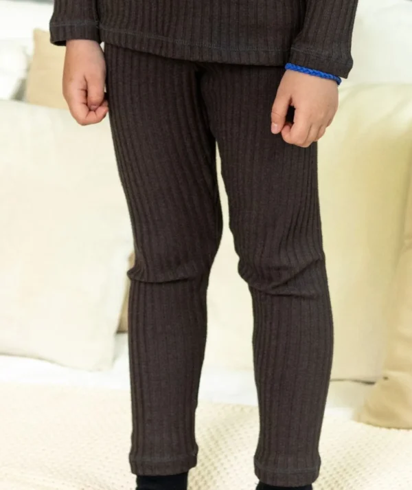 Ribbed-Knit Pants Dark Brown