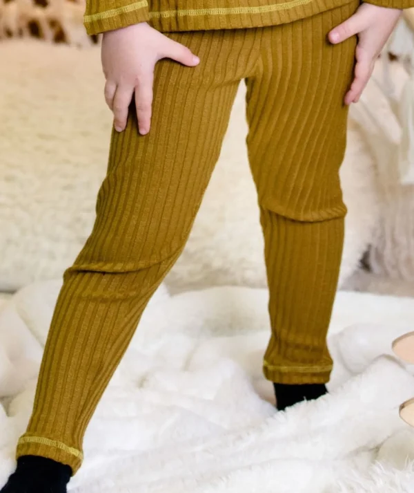 Ribbed-Knit Pants Ocher Yellow