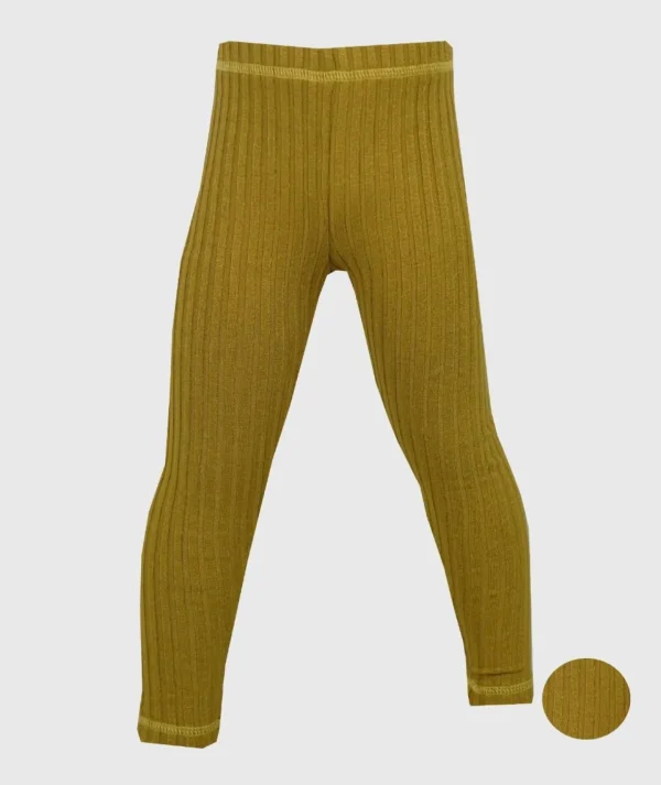 Ribbed-Knit Pants Ocher Yellow