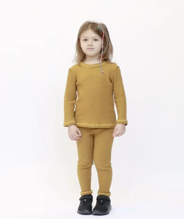 Ribbed-Knit Pants Ocher Yellow