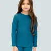 Ribbed-Knit Top Cyan