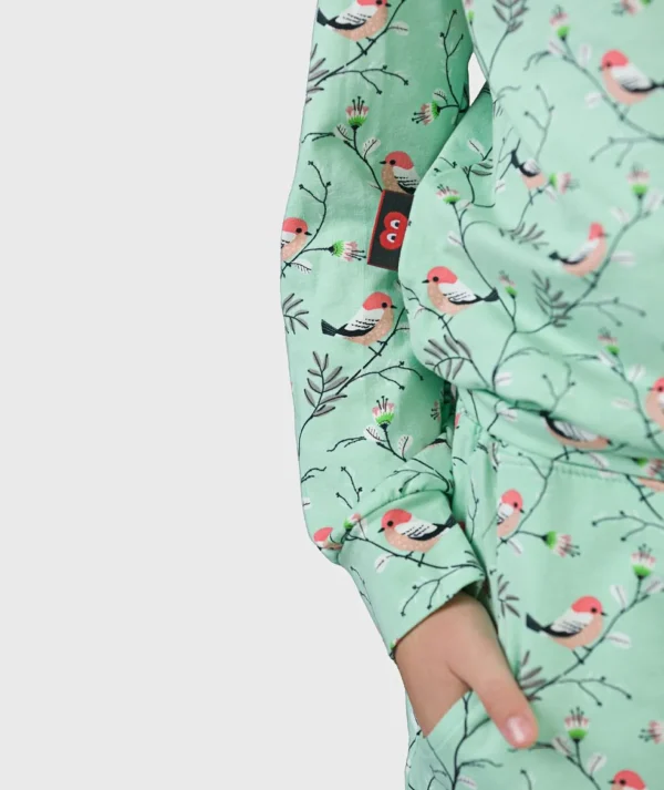 SET - Pants And Sleeve Little Birds Green