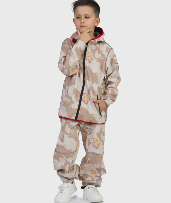 SET - Waterproof Softshell Pants And Hoodie Camouflage And Bird