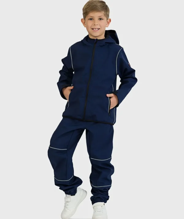 SET - Waterproof Softshell Pants And Hoodie Night Blue