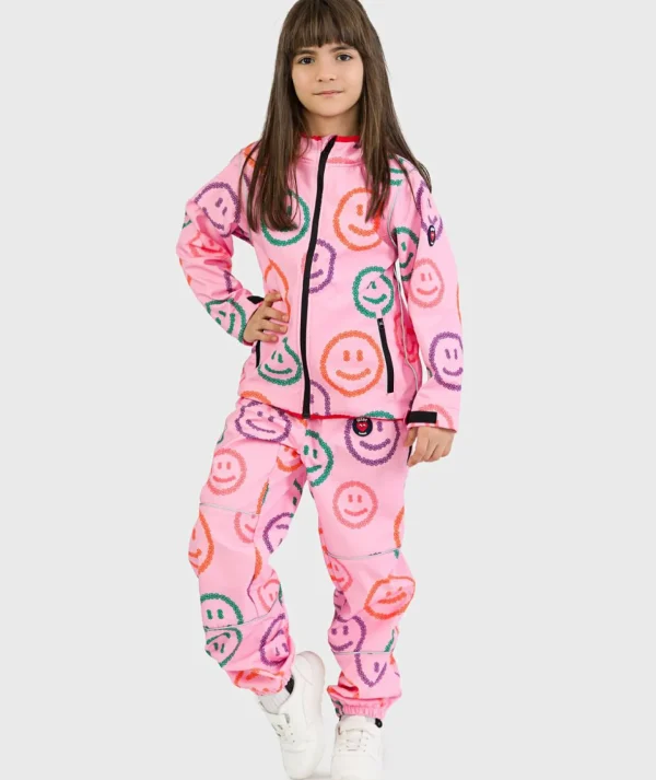 SET - Waterproof Softshell Pants And Hoodie Smiley Flower