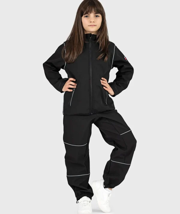 SET - Waterproof Softshell Hoodie And Shell Pants Black