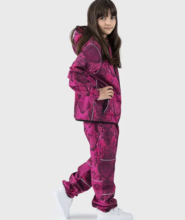 SET - Waterproof Softshell Pants And Hoodie Snake Fuchsia