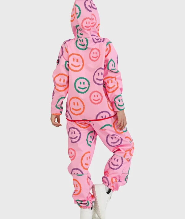 SET - Waterproof Softshell Pants And Hoodie Smiley Flower