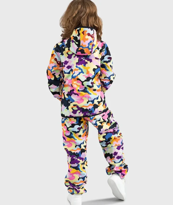 SET - Waterproof Softshell Pants And Hoodie Pink Camouflage