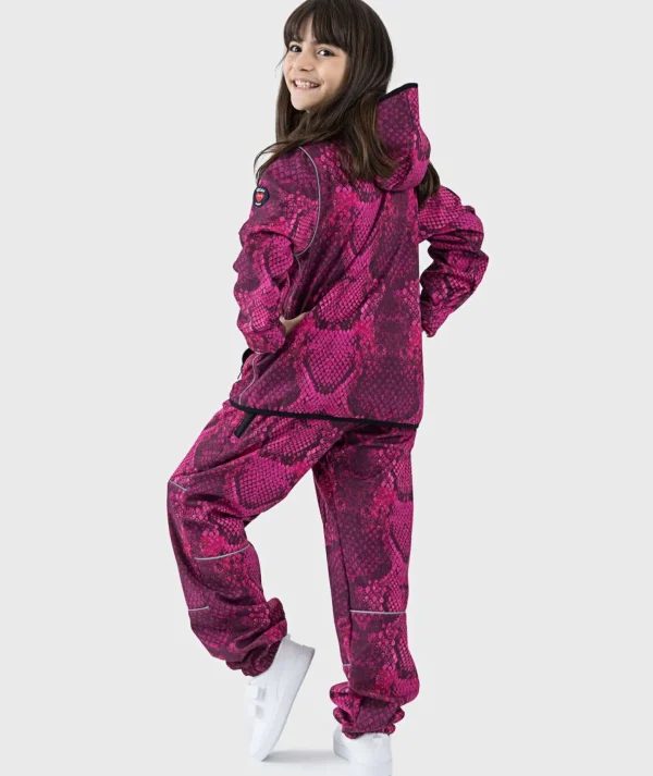 SET - Waterproof Softshell Pants And Hoodie Snake Fuchsia