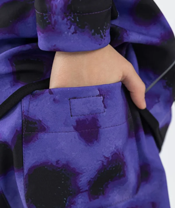 SET - Waterproof Softshell Pants And Hoodie Animal Print Purple