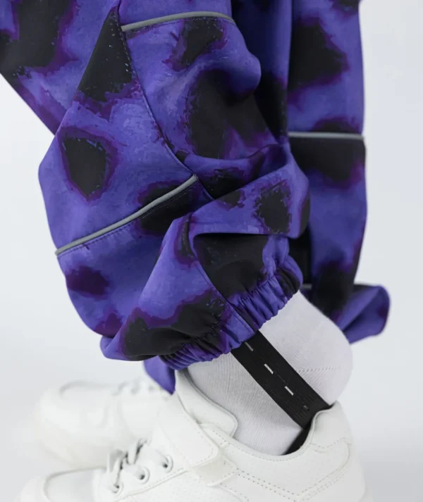 SET - Waterproof Softshell Pants And Hoodie Animal Print Purple