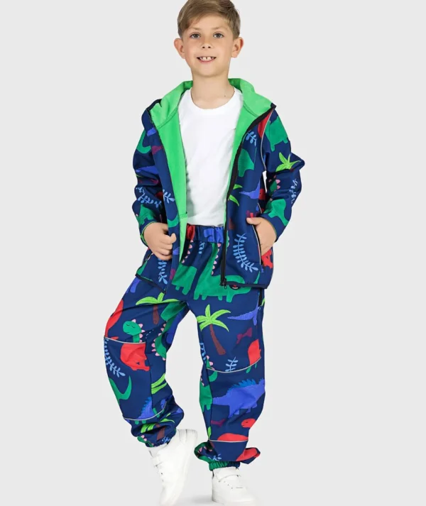 SET - Waterproof Softshell Pants And Hoodie Dinos