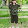 Short Pants Khaki Pockets Cammo Green