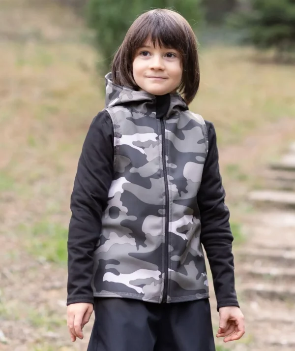 Softshell And Polar Fleece Hooded Vest Grey Military