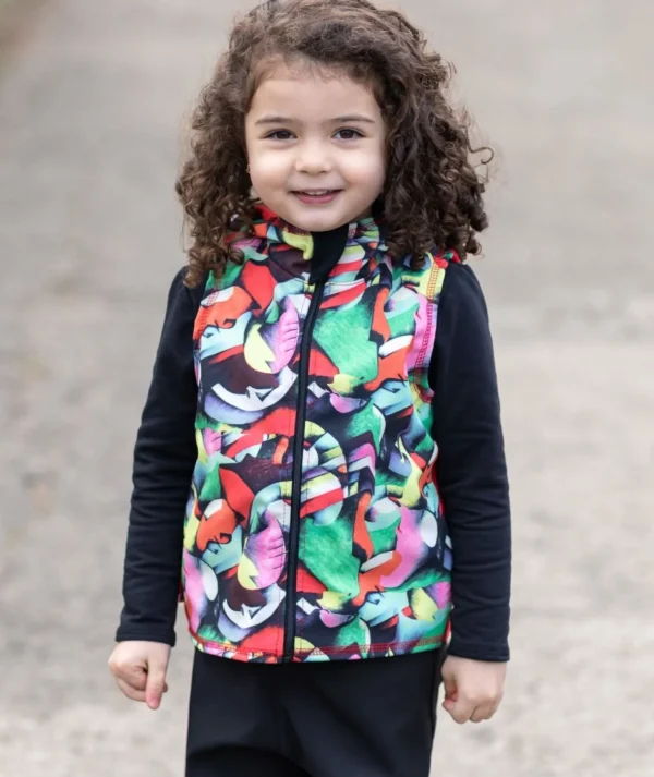 Softshell And Polar Fleece Hooded Vest Abstract Shapes