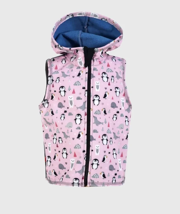 Softshell And Polar Fleece Hooded Vest Arctic Animals Pink