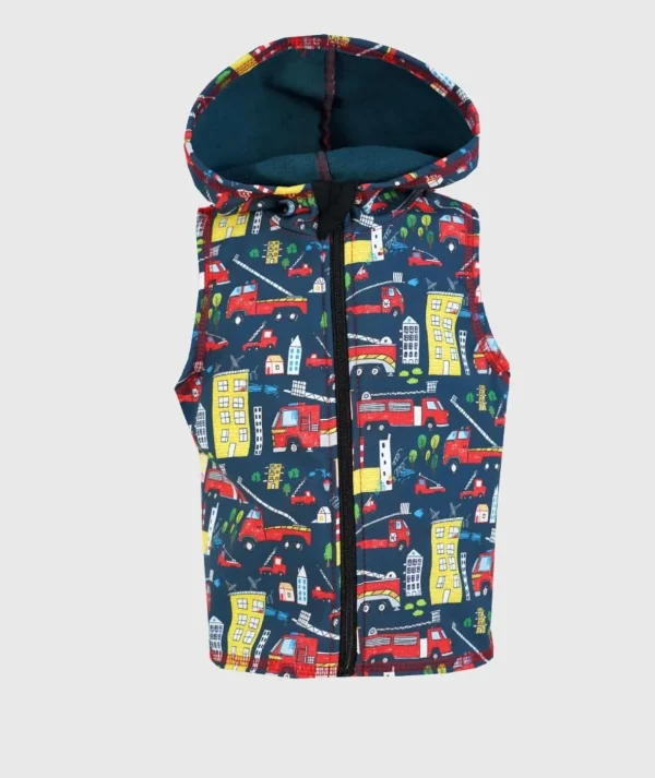 Softshell And Polar Fleece Hooded Vest Firetrucks Drawings