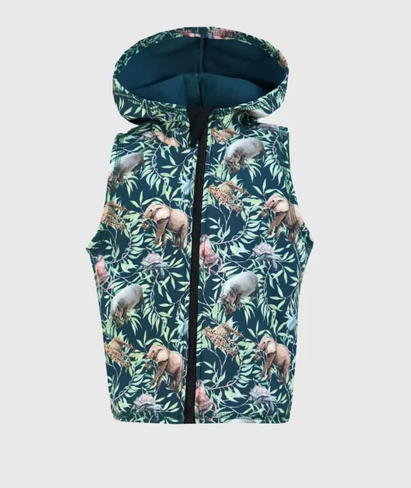 Softshell And Polar Fleece Hooded Vest Tropical Animals