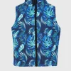 Softshell And Polar Fleece Vest Blue Leaves