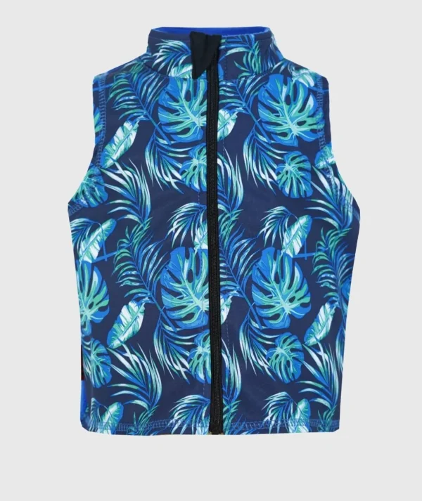 Softshell And Polar Fleece Vest Blue Leaves