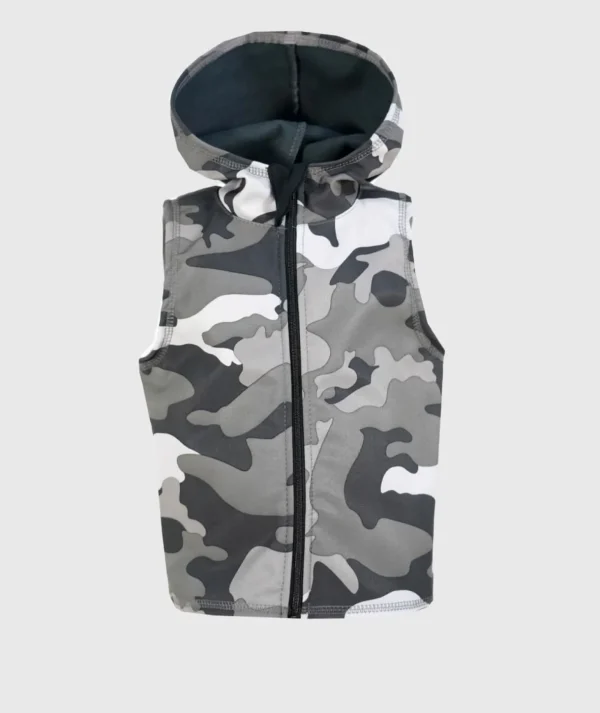 Softshell And Polar Fleece Hooded Vest Grey Military