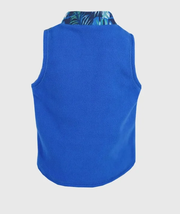 Softshell And Polar Fleece Vest Blue Leaves