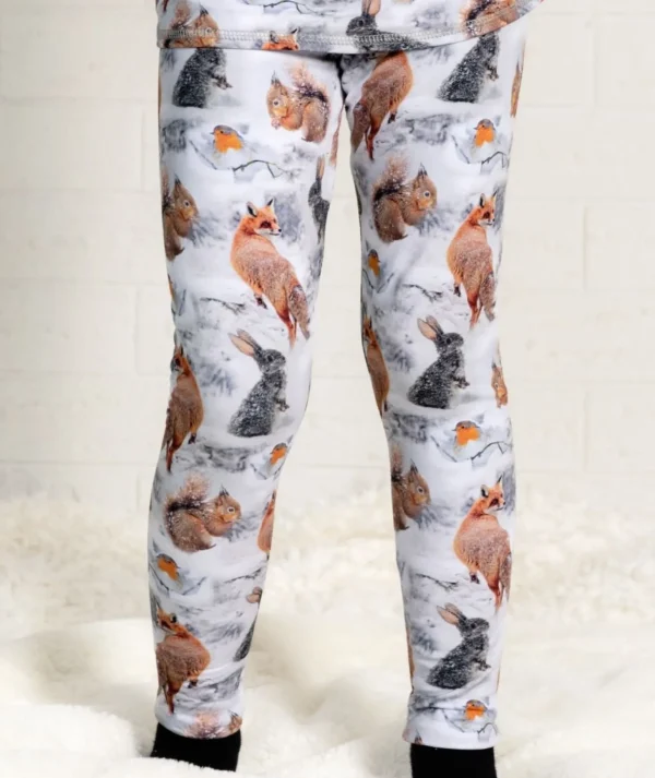 Thermal French Terry Pants Winter Forest Animals